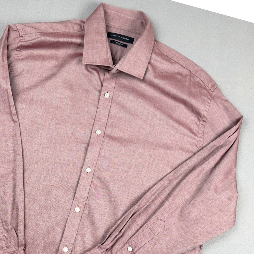 Tommy Hilfiger Dress Shirt Mens XL Slim Fit Cotton Long Sleeve Button Down